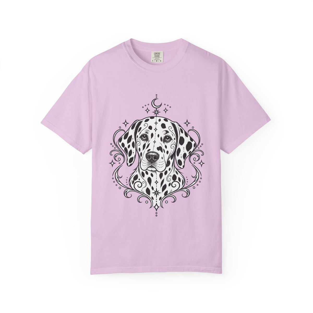 Mystical Dalmatian Line Art T-Shirt — Minimal Dog Portrait Tee
