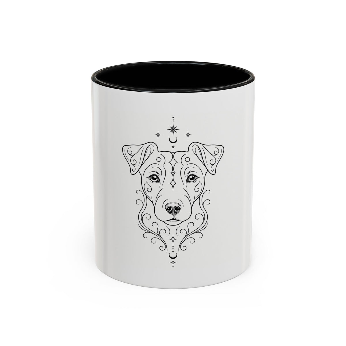 Mystical Jack Russell Terrier Line Art Accent Coffee Mug – Mystical Dog Portrait 11/15oz