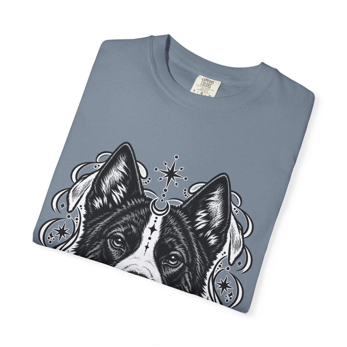 Mystical Karelian Bear Dog Line Art T-Shirt — Minimal Dog Portrait Tee