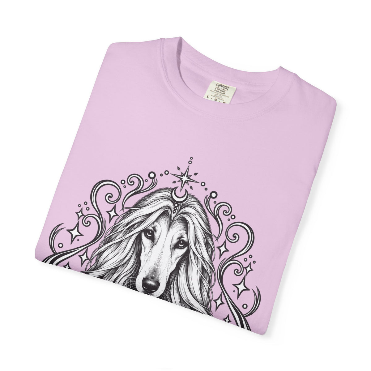 Mystical Afghan Hound Line Art T-Shirt — Minimal Dog Portrait Tee
