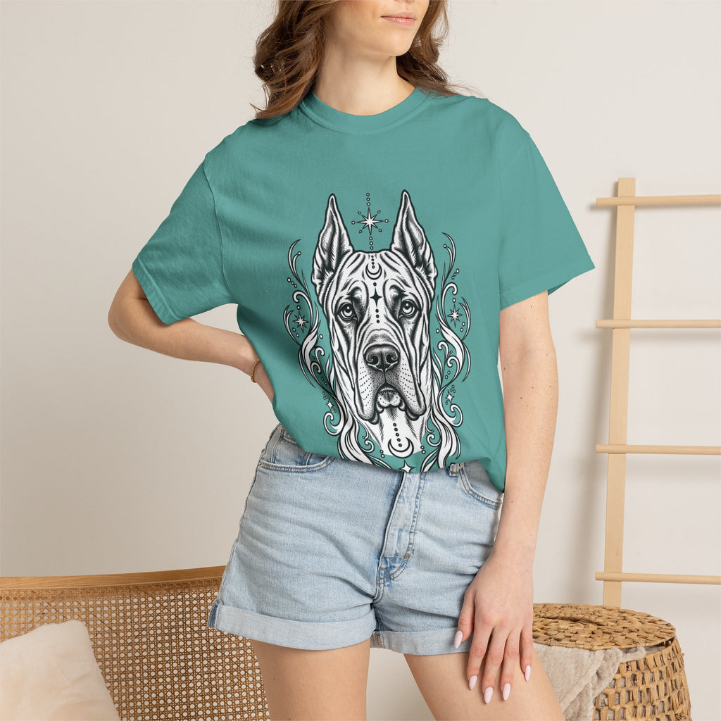 Mystical Great Dane CE Line Art T-Shirt — Minimal Dog Portrait Tee