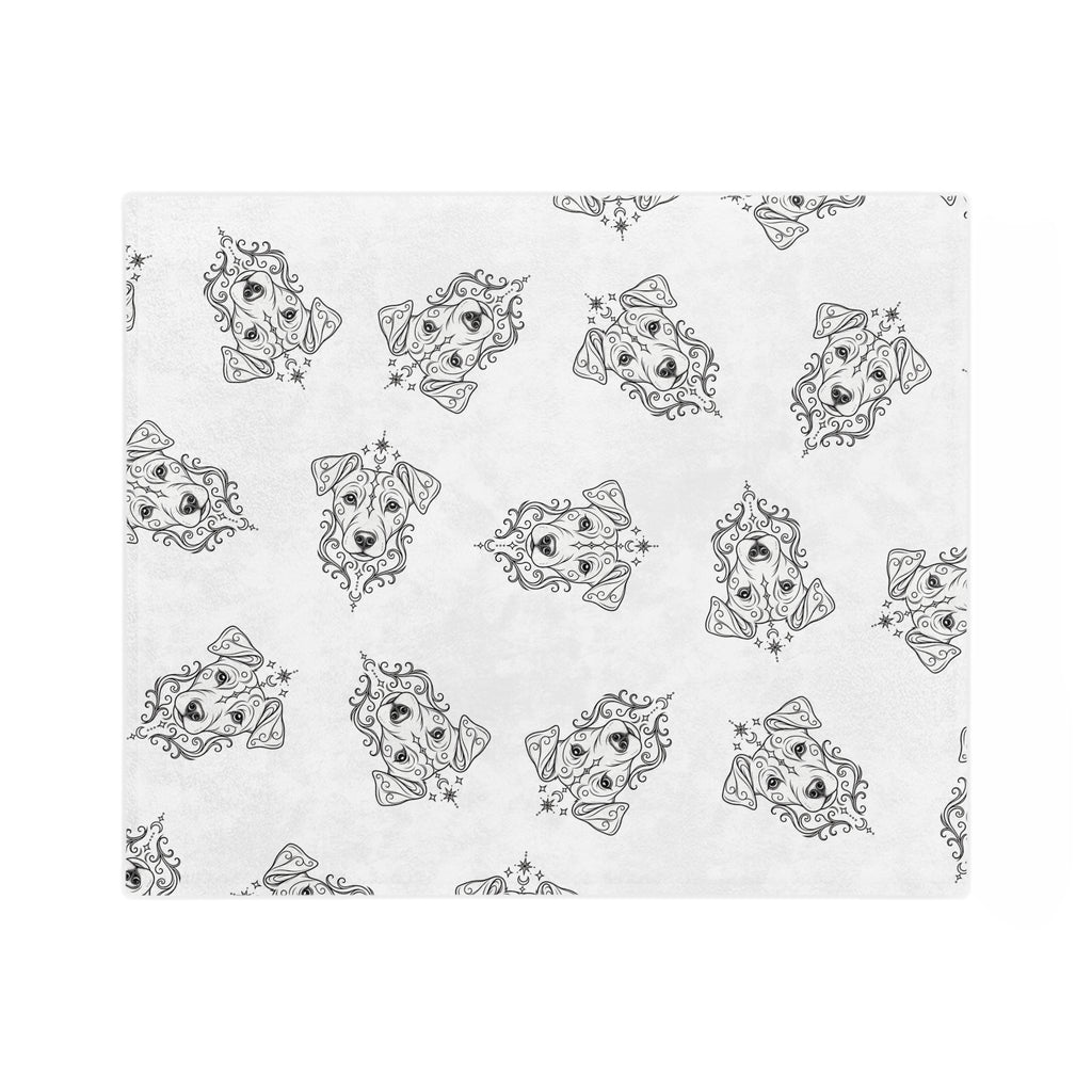 Mystical Jack Russell Terrier Minimalist Velveteen Microfiber Blanket — Soft Neutral Pet Portrait Throw