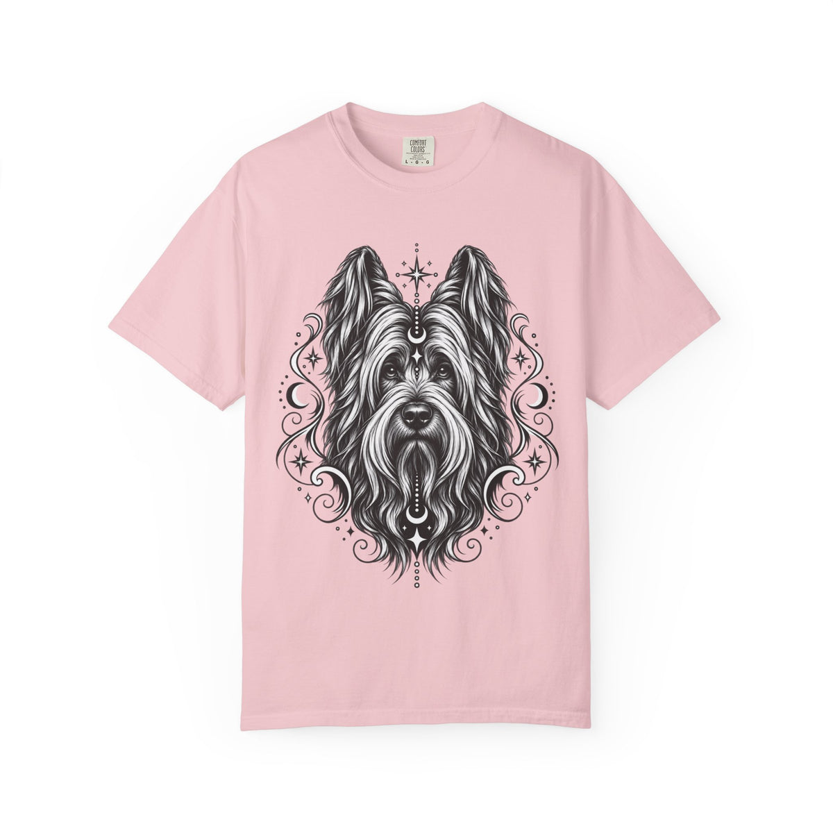 Mystical Briard Line Art T-Shirt — Minimal Dog Portrait Tee