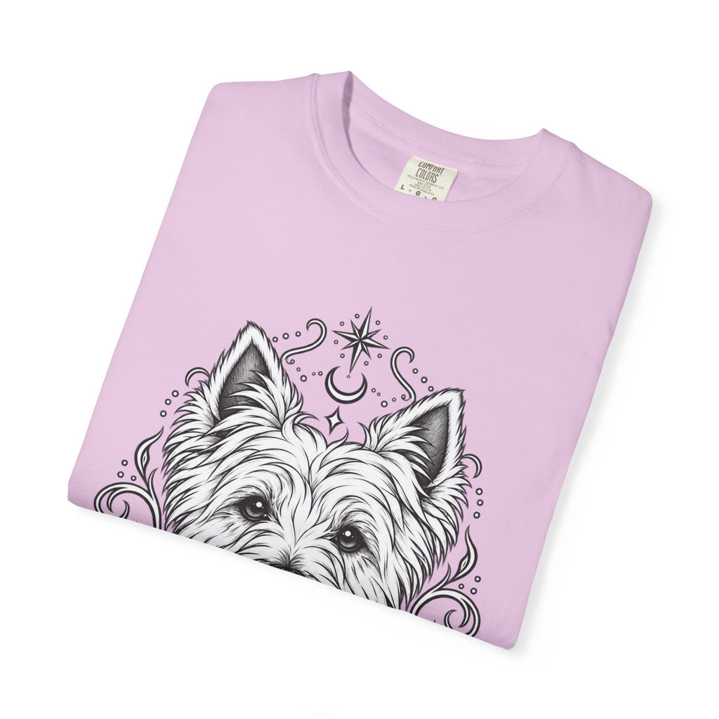 Mystical West Highland Terrier Line Art T-Shirt — Minimal Dog Portrait Tee