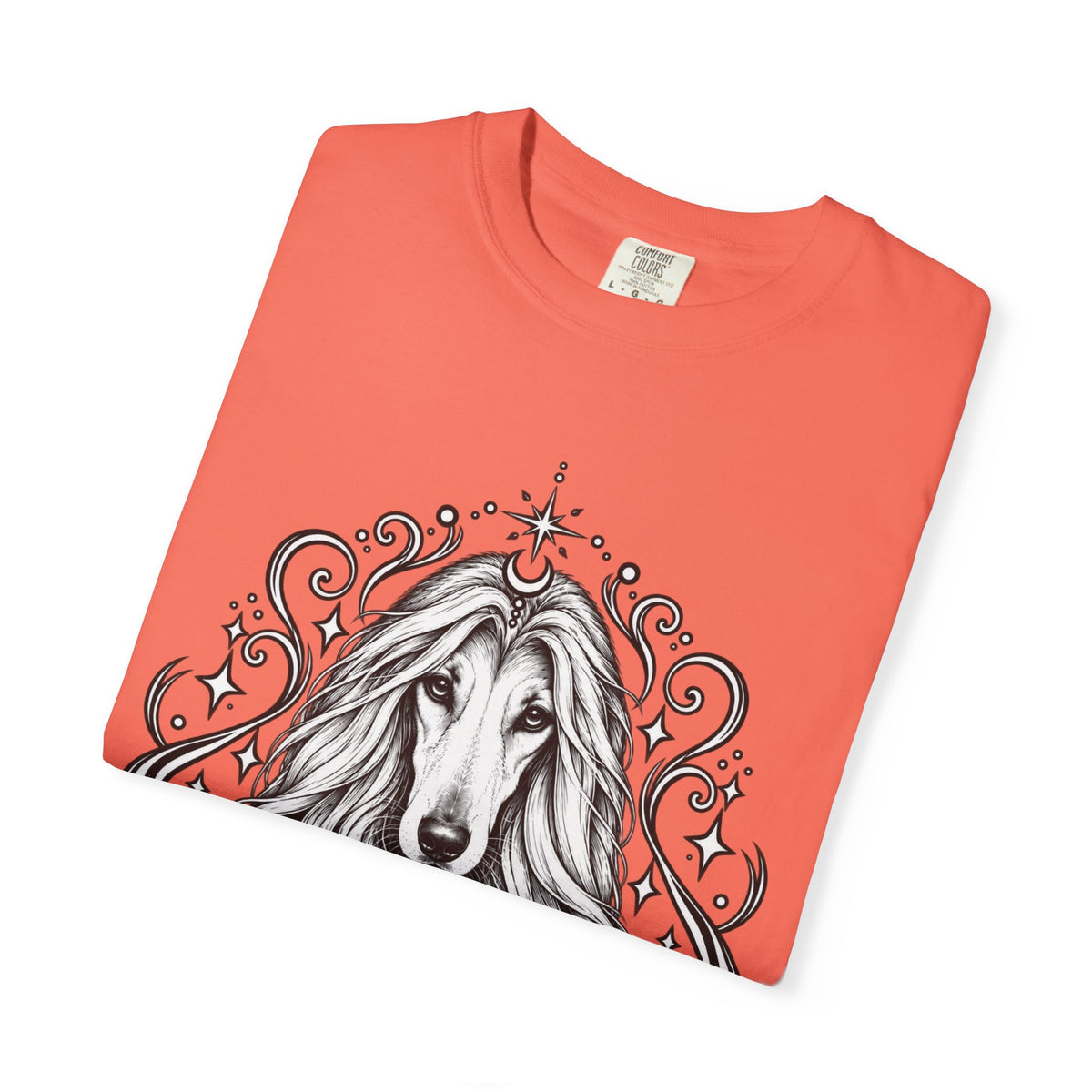 Mystical Afghan Hound Line Art T-Shirt — Minimal Dog Portrait Tee