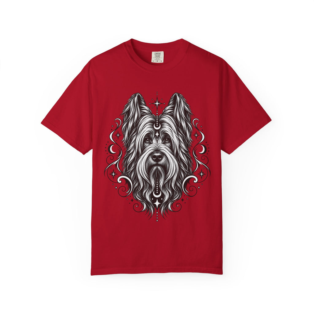 Mystical Briard Line Art T-Shirt — Minimal Dog Portrait Tee