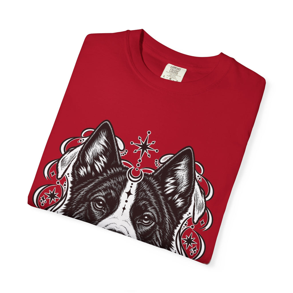 Mystical Karelian Bear Dog Line Art T-Shirt — Minimal Dog Portrait Tee