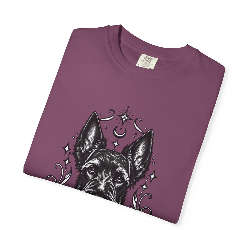 Mystical Scottish Terrier Line Art T-Shirt — Minimal Dog Portrait Tee