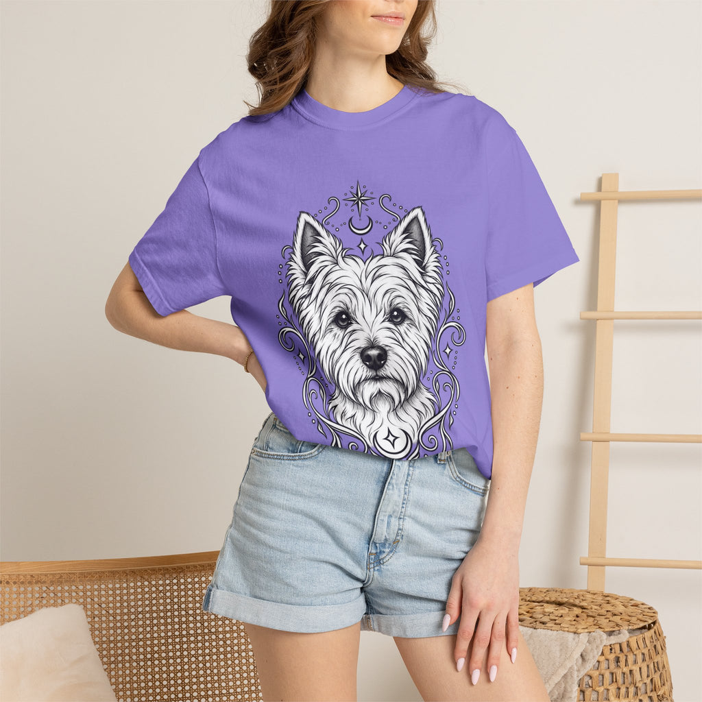 Mystical West Highland Terrier Line Art T-Shirt — Minimal Dog Portrait Tee