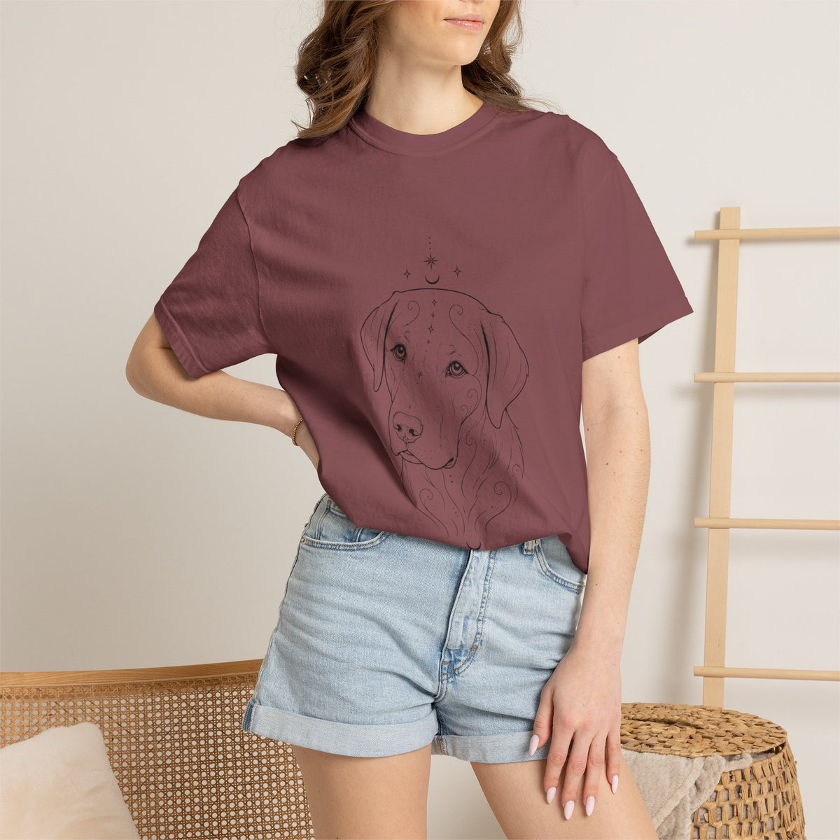 Mystical Labrador Retriever Line Art T-Shirt — Minimal Dog Portrait Tee
