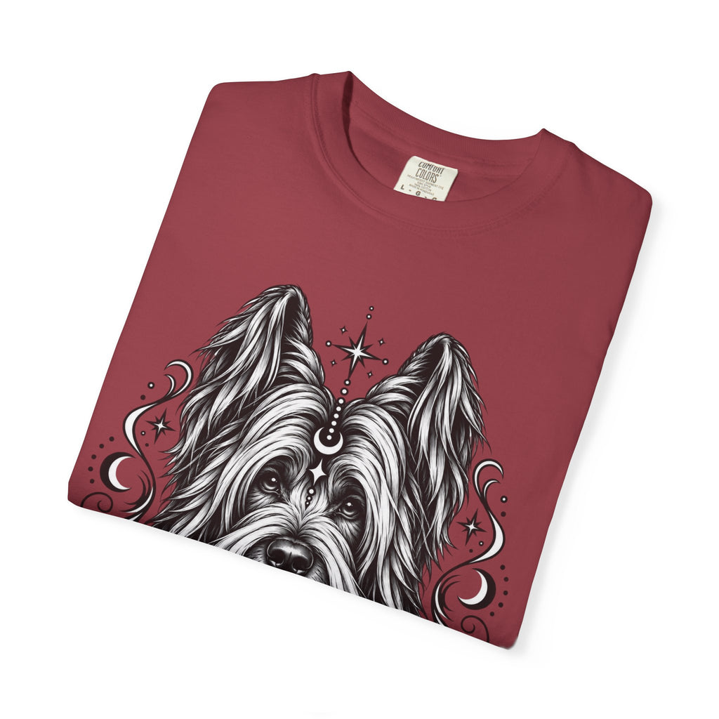 Mystical Briard Line Art T-Shirt — Minimal Dog Portrait Tee