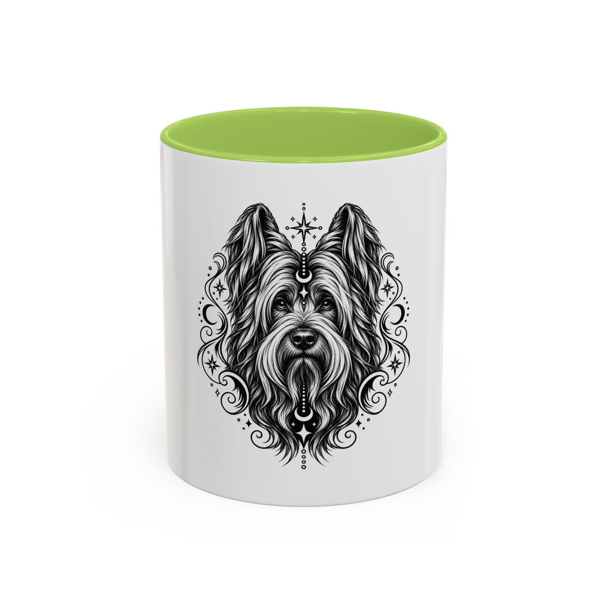 Mystical Briard CE Line Art Accent Coffee Mug – Mystical Dog Portrait 11/15oz