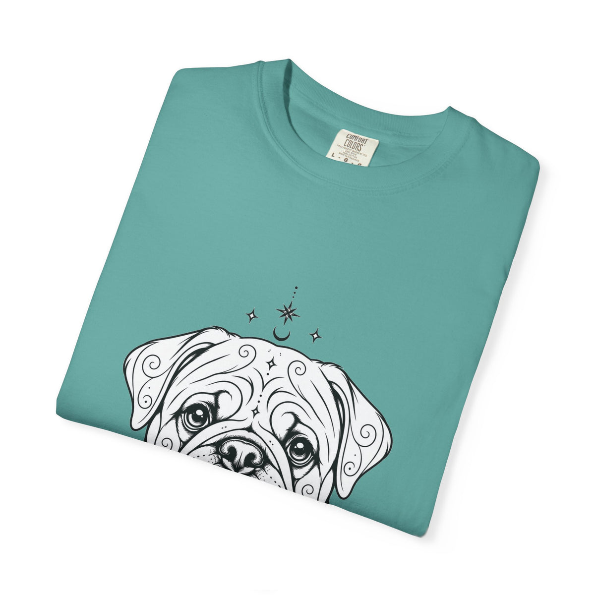 Mystical Pug Line Art T-Shirt — Minimal Dog Portrait Tee