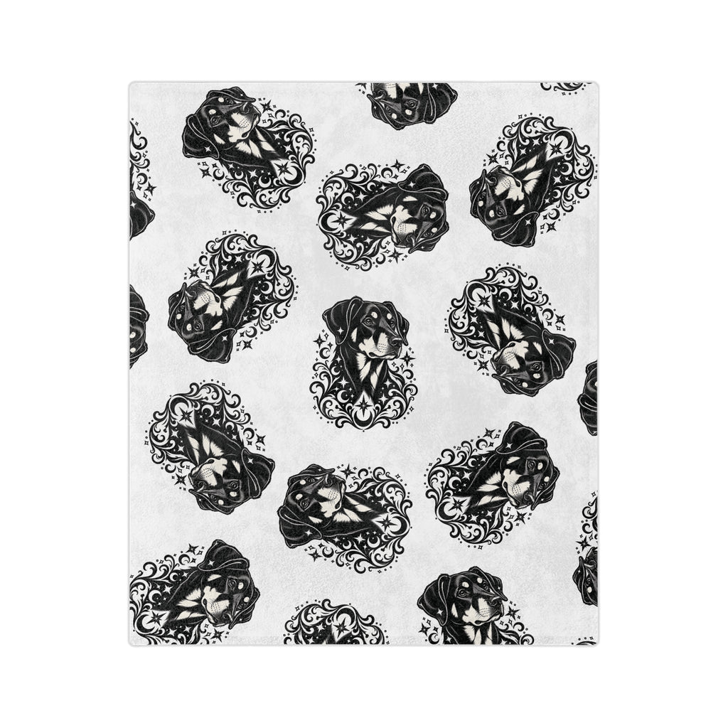 Mystical Beauceron NE FD Minimalist Velveteen Microfiber Blanket — Soft Neutral Pet Portrait Throw