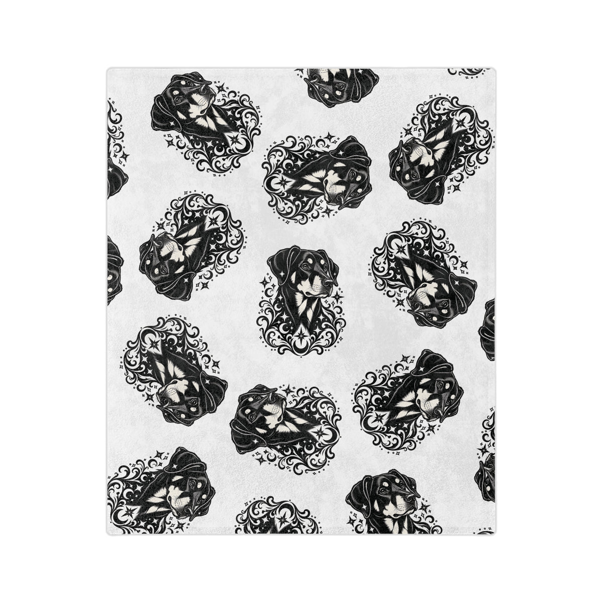 Mystical Beauceron NE FD Minimalist Velveteen Microfiber Blanket — Soft Neutral Pet Portrait Throw