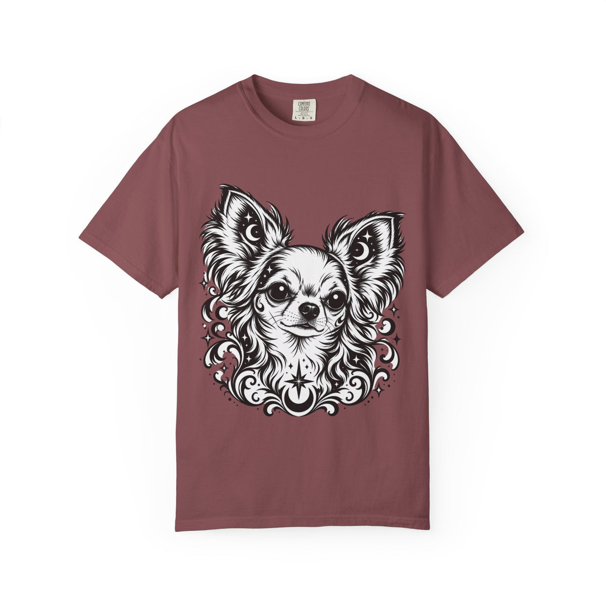 Mystical  Chihuahua LH Line Art T-Shirt — Minimal Dog Portrait Tee