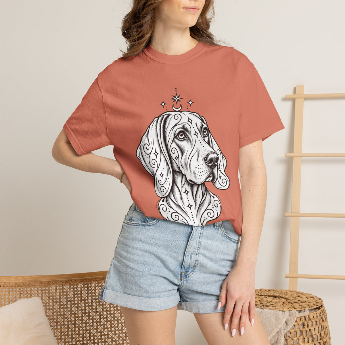 Mystical Weimaraner Line Art T-Shirt — Minimal Dog Portrait Tee