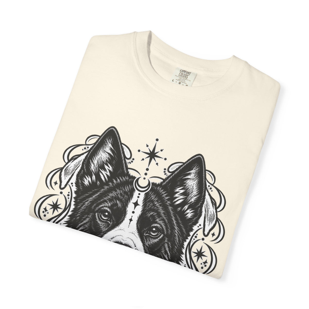 Mystical Karelian Bear Dog Line Art T-Shirt — Minimal Dog Portrait Tee