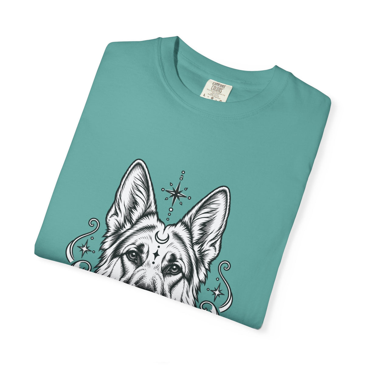 Mystical German Shepherd Line Art T-Shirt — Minimal Dog Portrait Tee