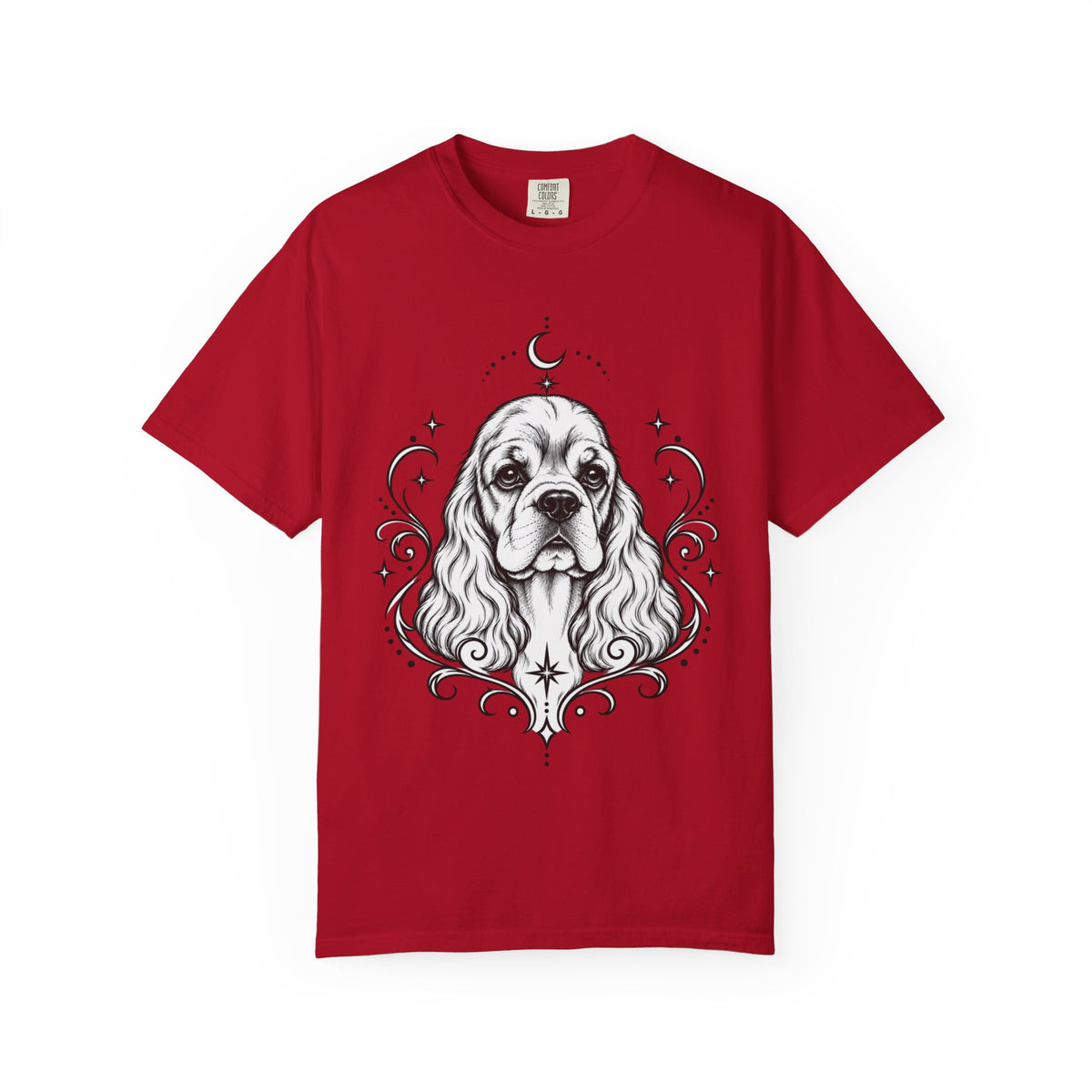 Mystical American Cocker Spaniel Line Art T-Shirt — Minimal Dog Portrait Tee