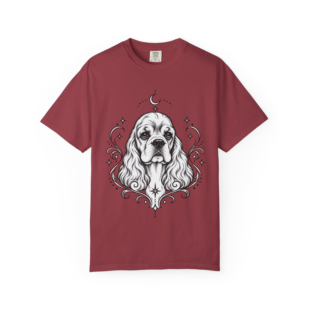 Mystical American Cocker Spaniel Line Art T-Shirt — Minimal Dog Portrait Tee