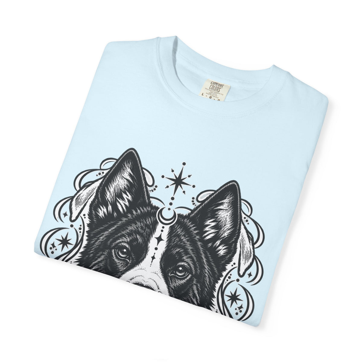 Mystical Karelian Bear Dog Line Art T-Shirt — Minimal Dog Portrait Tee