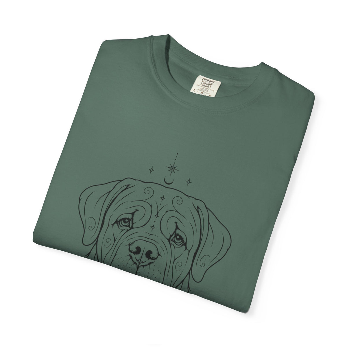Mystical Mastiff Line Art T‑Shirt — Minimal Dog Portrait Tee