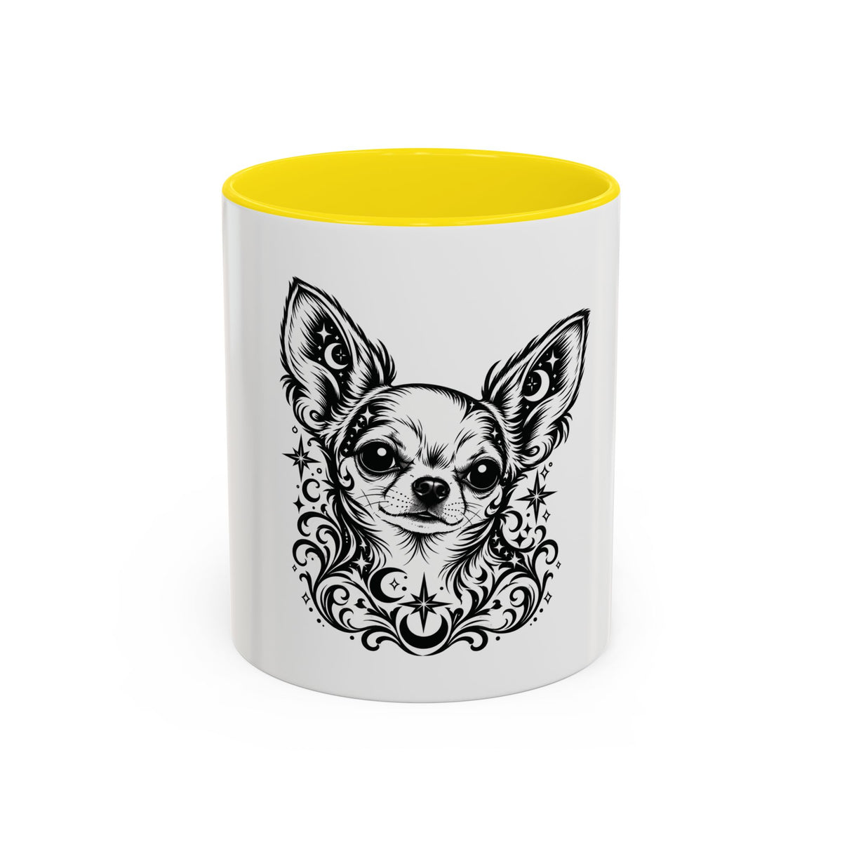 Mystical  Chihuahua SH Line Art Accent Coffee Mug – Mystical Dog Portrait 11/15oz