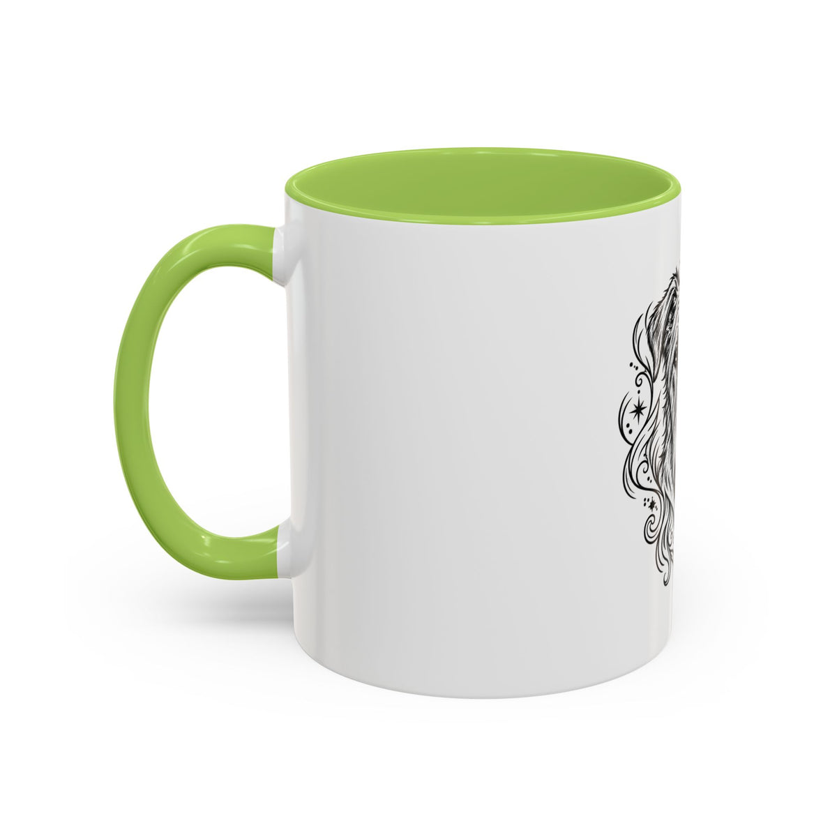 Mystical Irish Wolfhound Line Art Accent Coffee Mug – Mystical Dog Portrait 11/15oz