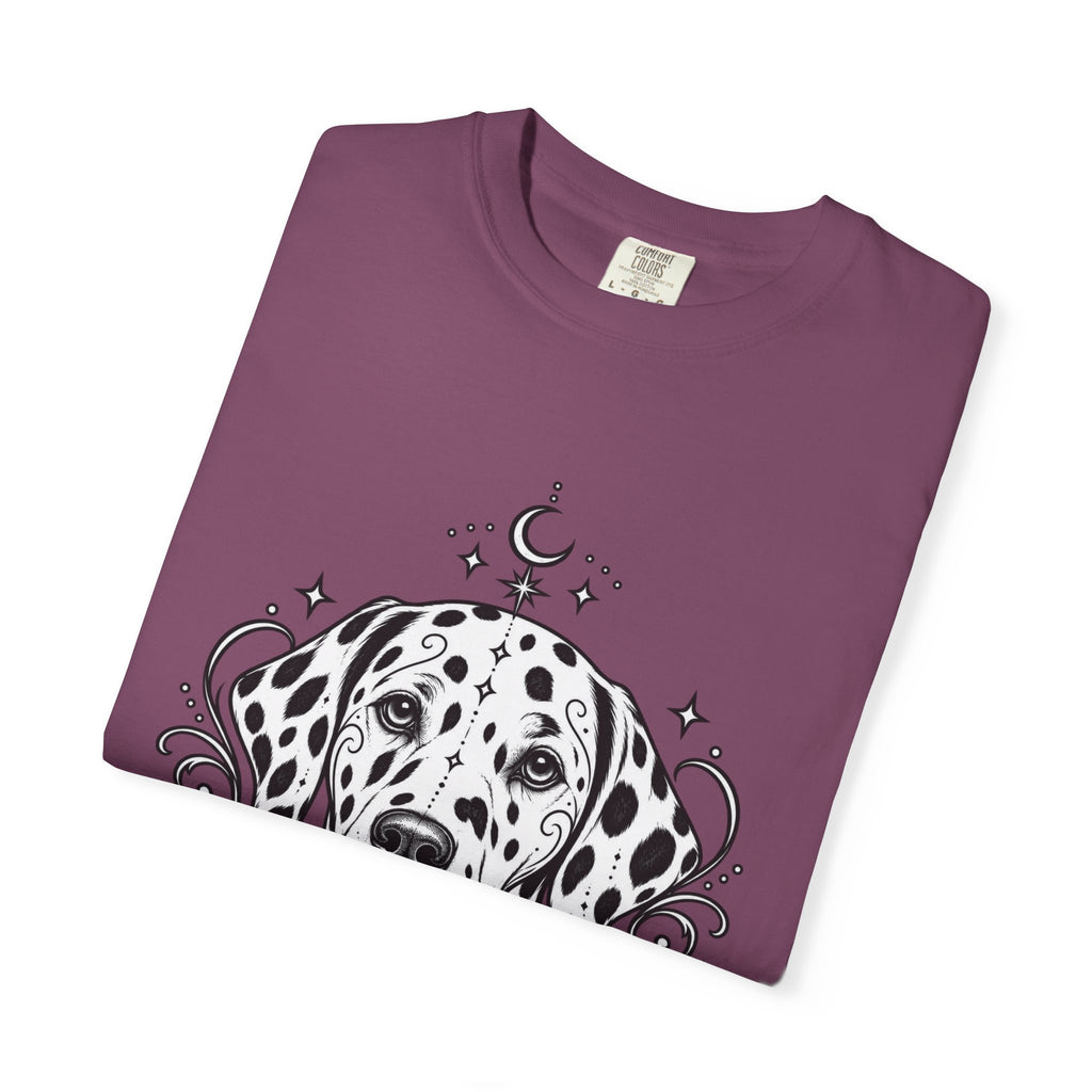 Mystical Dalmatian Line Art T-Shirt — Minimal Dog Portrait Tee