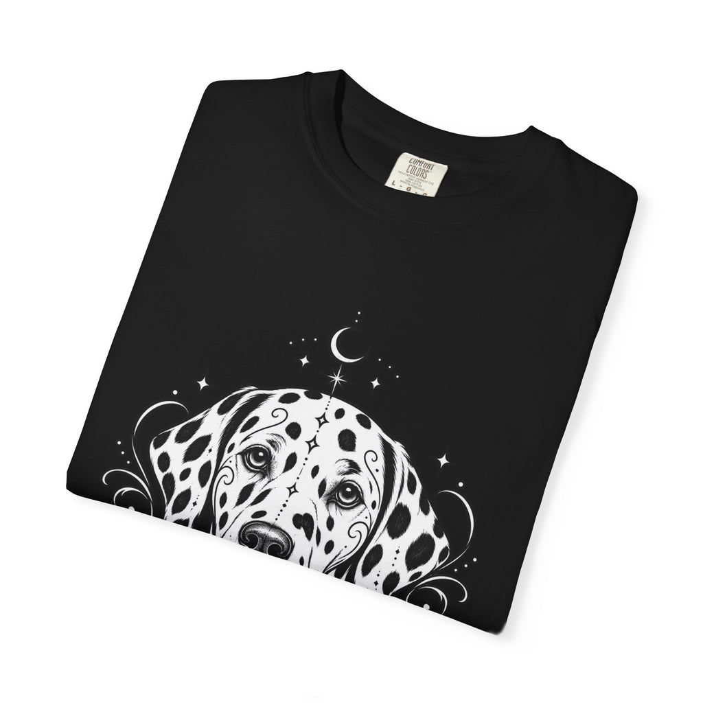 Mystical Dalmatian Line Art T-Shirt — Minimal Dog Portrait Tee
