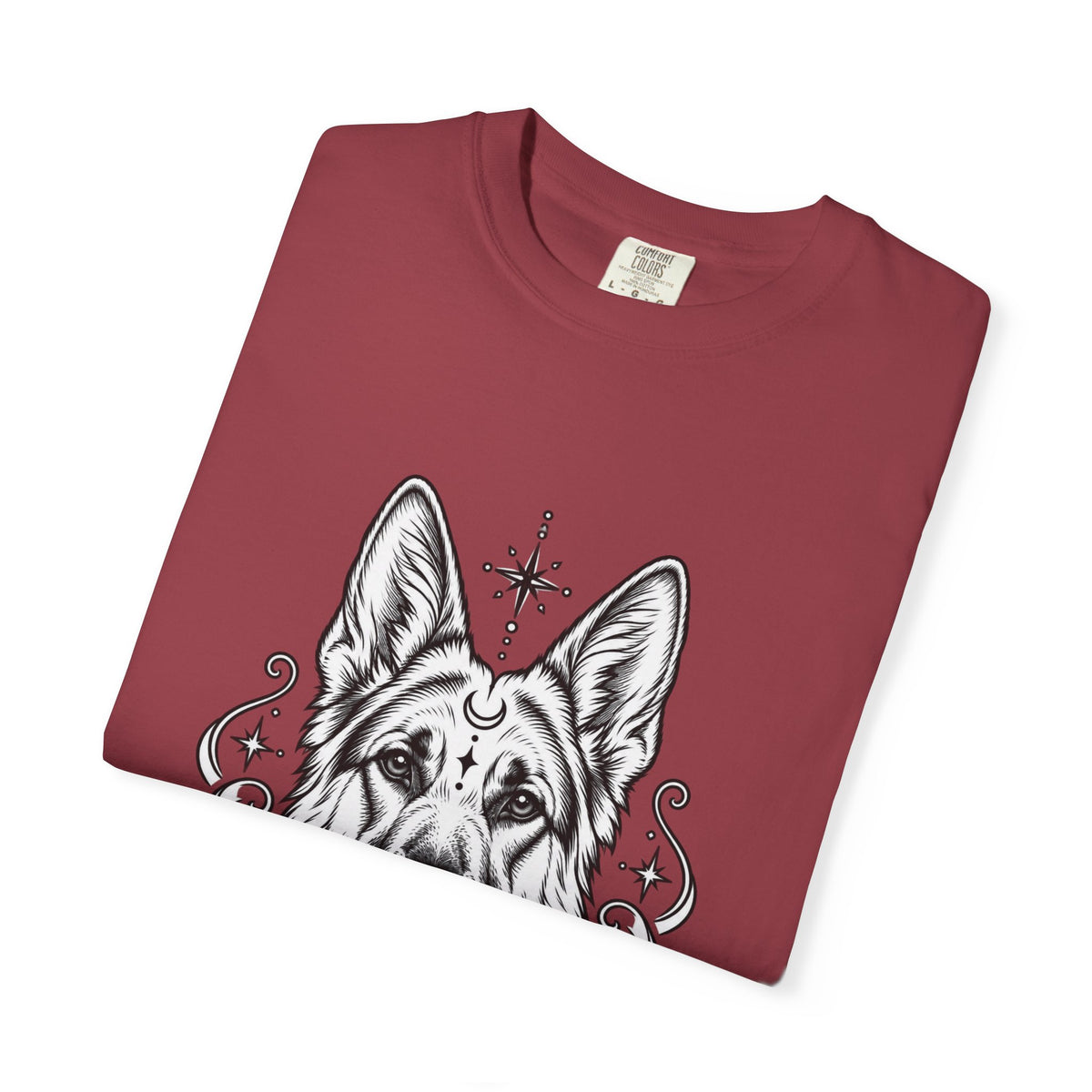 Mystical German Shepherd Line Art T-Shirt — Minimal Dog Portrait Tee