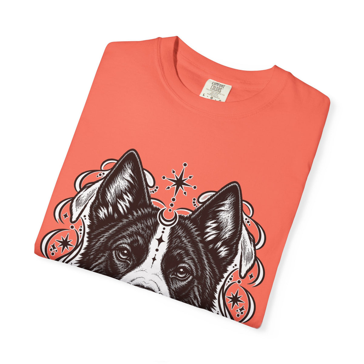 Mystical Karelian Bear Dog Line Art T-Shirt — Minimal Dog Portrait Tee
