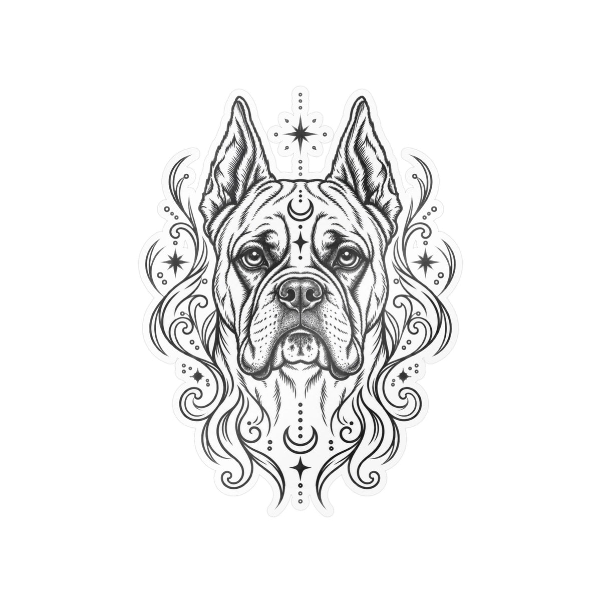 Copy of Mystical White Swiss Shepherd Line Art Kiss-Cut Vinyl Sticker — Decorative Dog Portrait Decal
