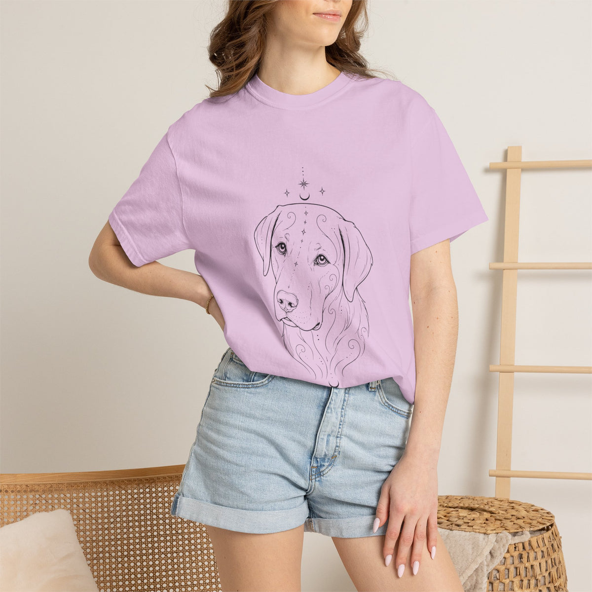 Mystical Labrador Retriever Line Art T-Shirt — Minimal Dog Portrait Tee