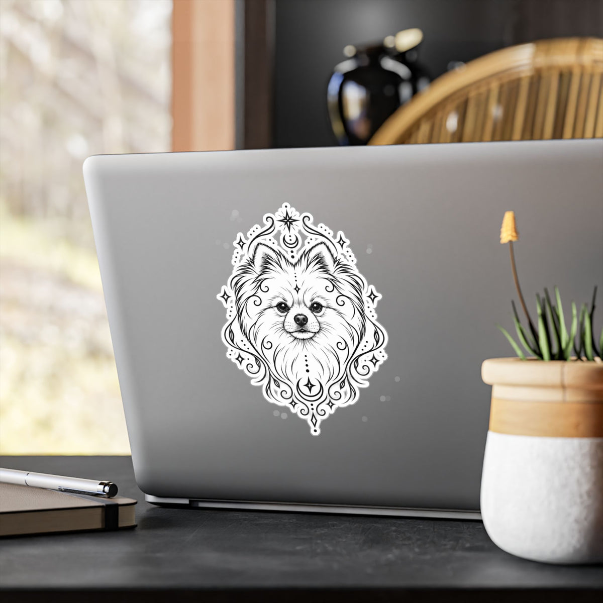 Mystical Pomeranian Mandala Sticker — Kiss-Cut Vinyl Decal