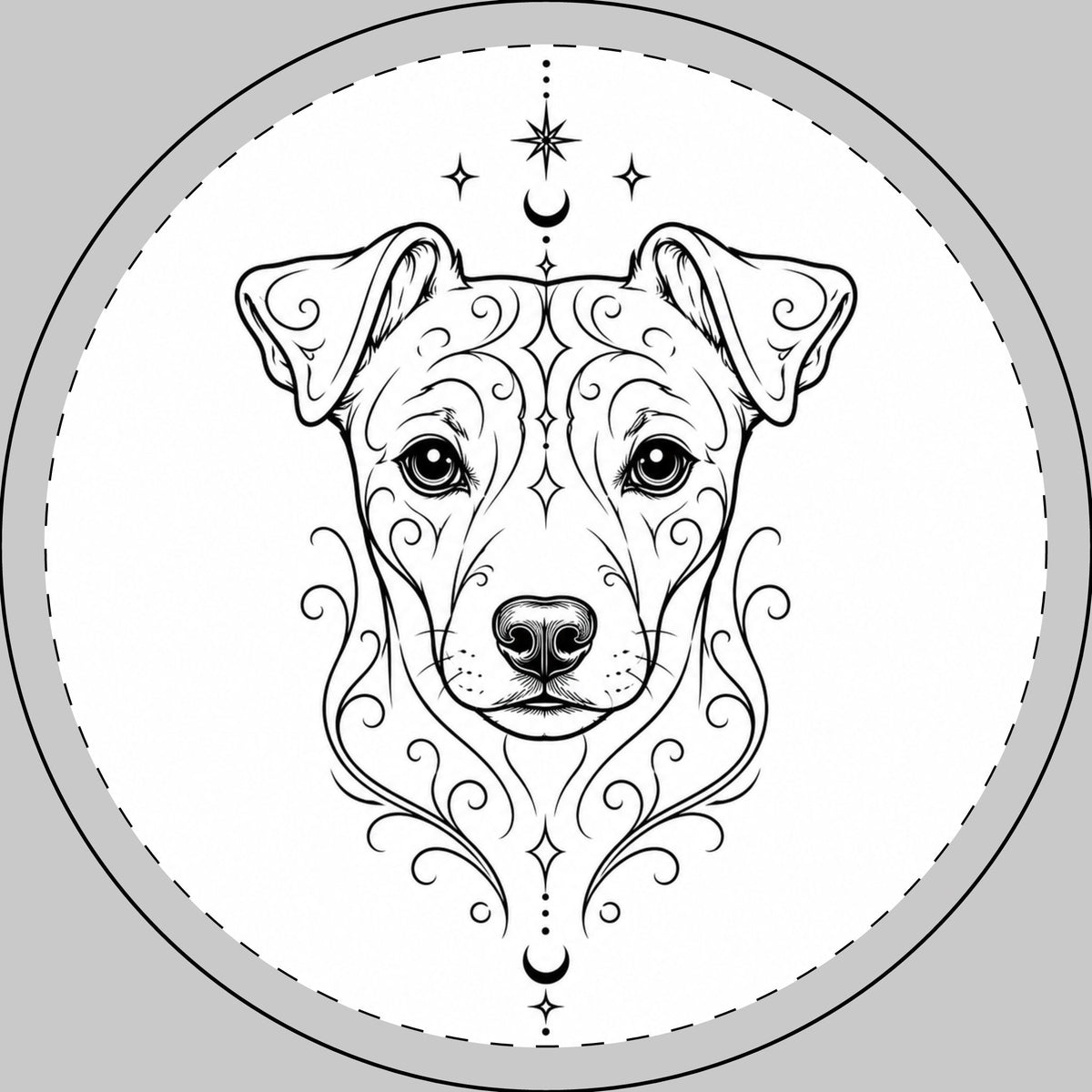 Mystical Danish Swedish Farm Dog Round Car Magnet — Boho Dog Face Sticker