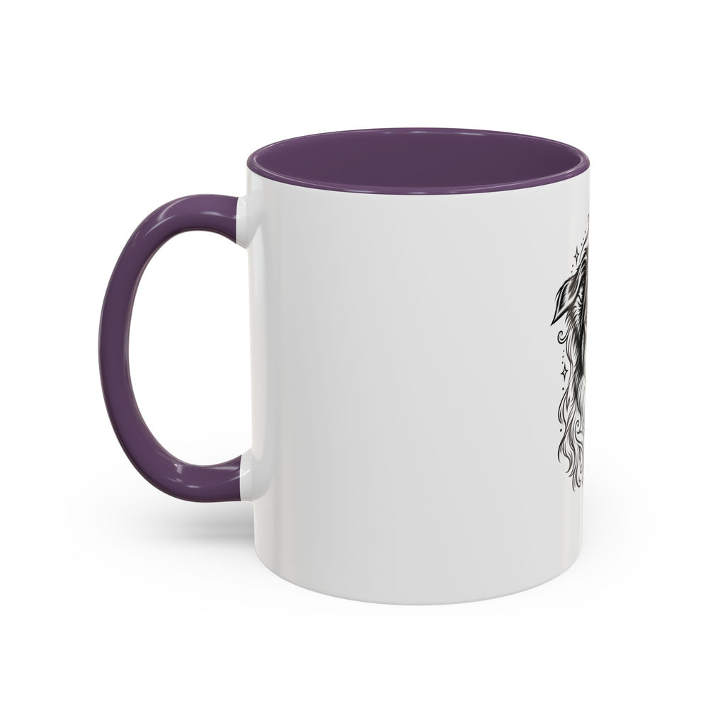 Mystical Border Collie LH Line Art Accent Coffee Mug – Mystical Dog Portrait 11/15oz