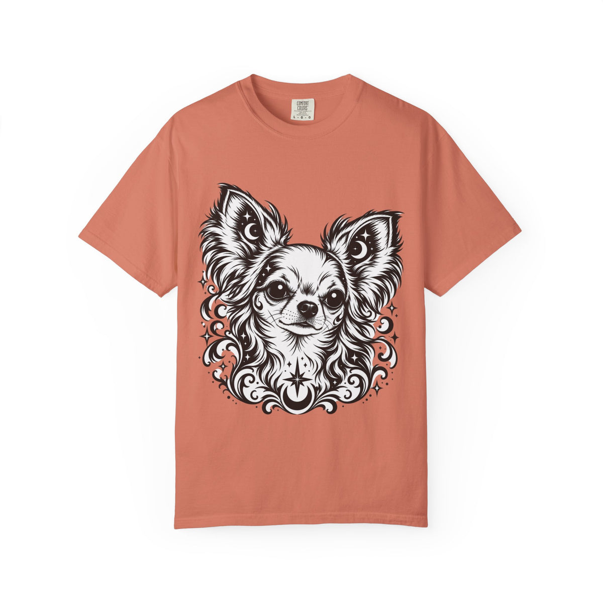 Mystical  Chihuahua LH Line Art T-Shirt — Minimal Dog Portrait Tee
