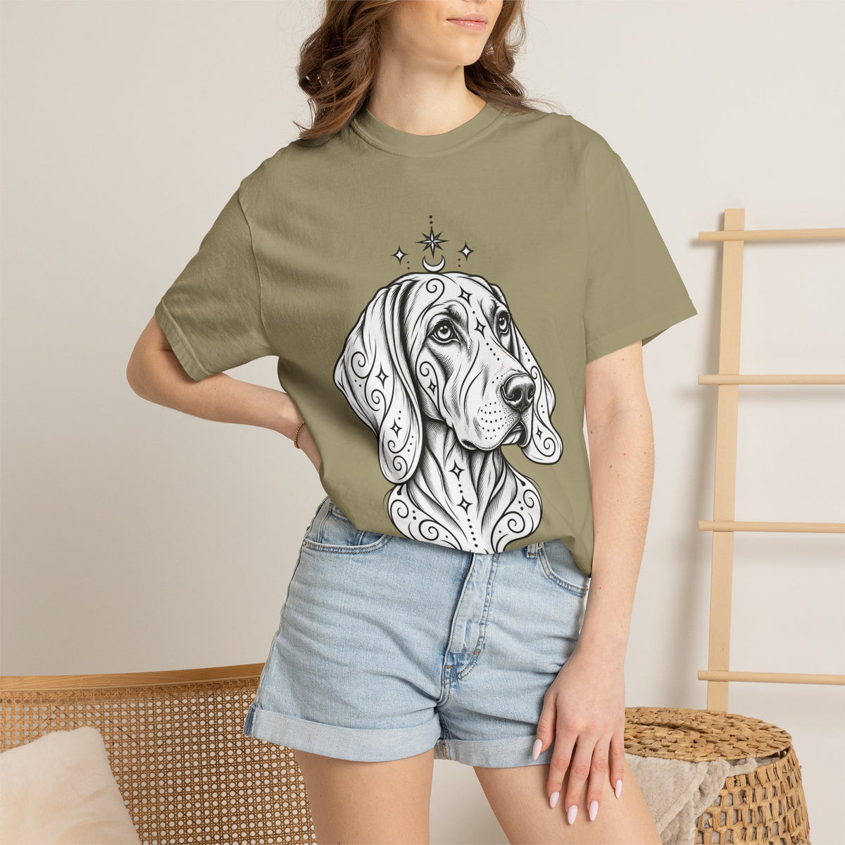 Mystical Weimaraner Line Art T-Shirt — Minimal Dog Portrait Tee