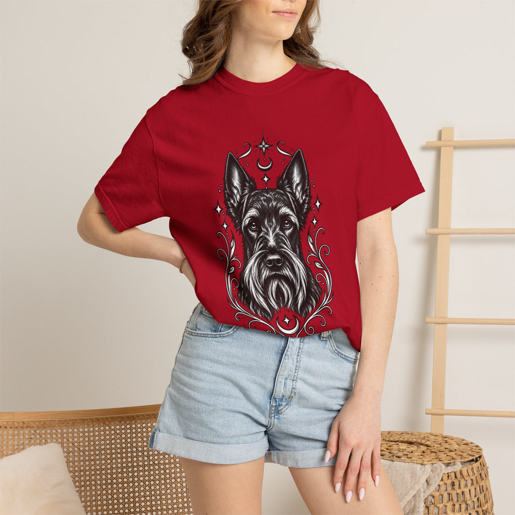 Mystical Scottish Terrier Line Art T-Shirt — Minimal Dog Portrait Tee