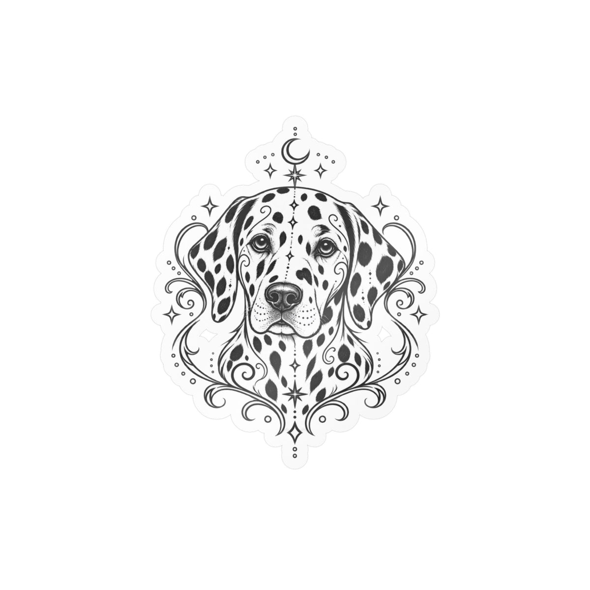 Mystical Dalmatian Mandala Sticker — Kiss-Cut Vinyl Decal