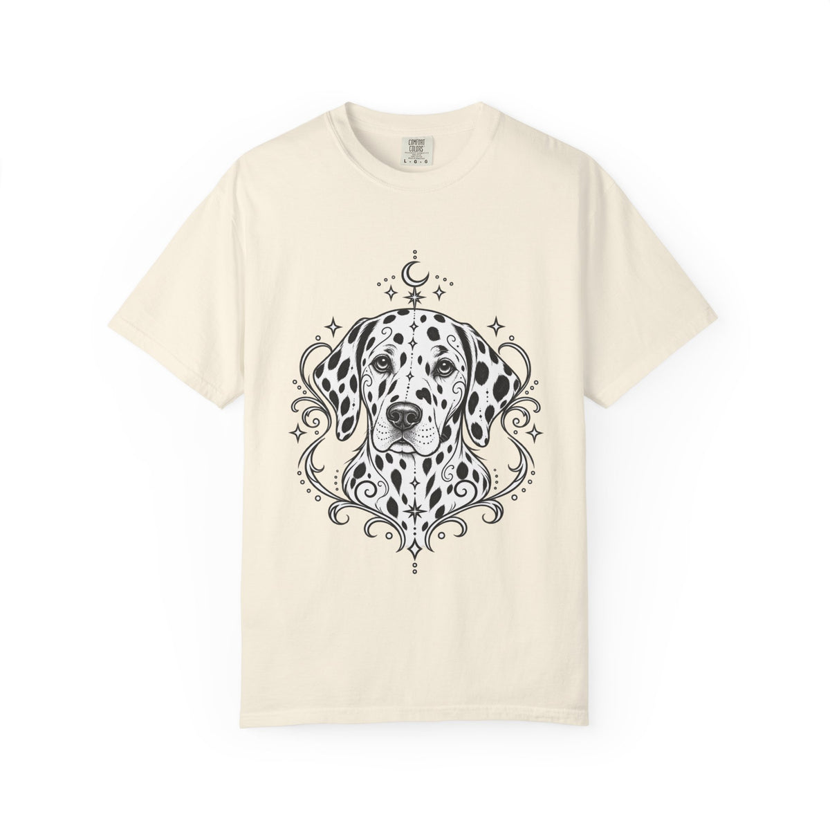 Mystical Dalmatian Line Art T-Shirt — Minimal Dog Portrait Tee