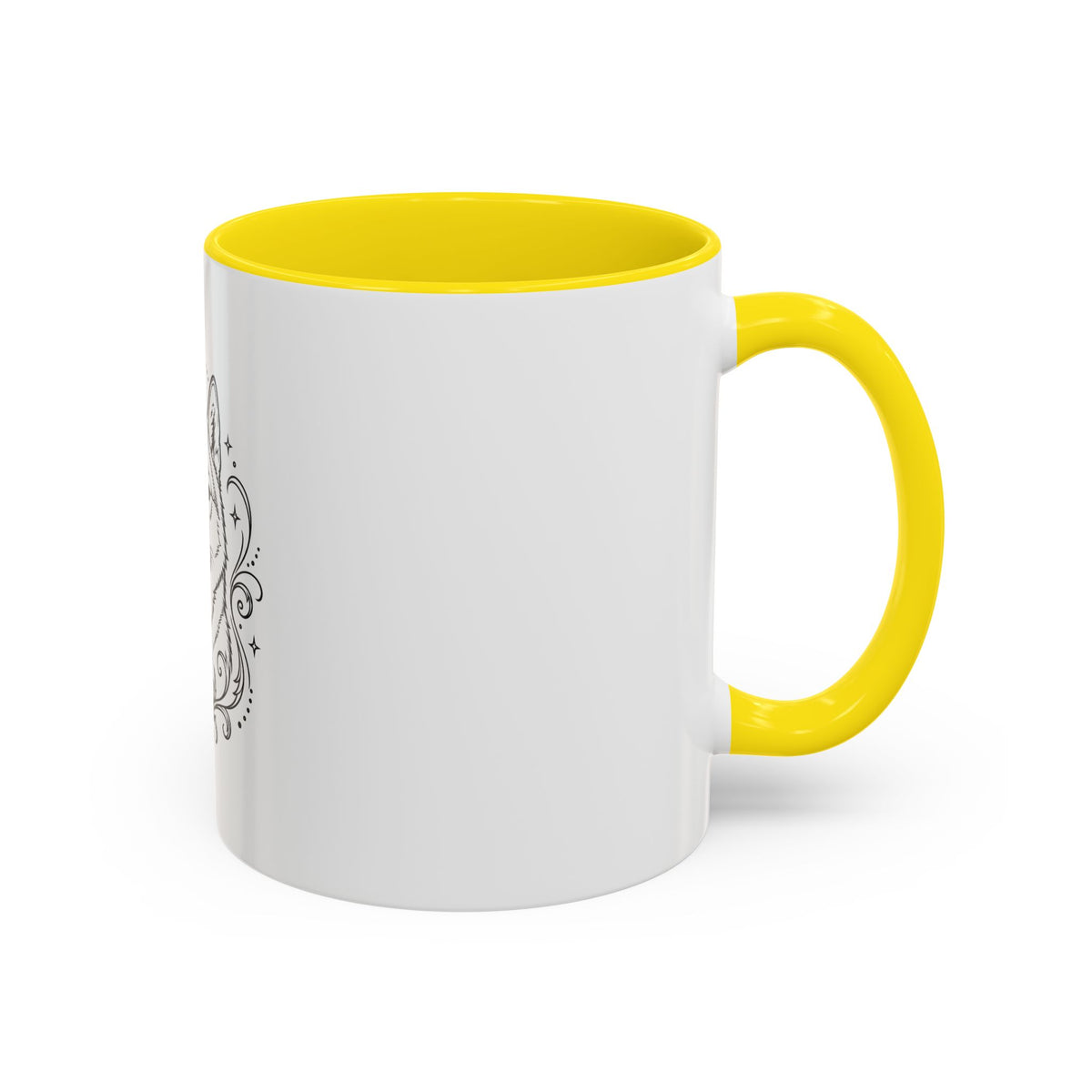 Mystical Shikoku Line Art Accent Coffee Mug – Mystical Dog Portrait 11/15oz