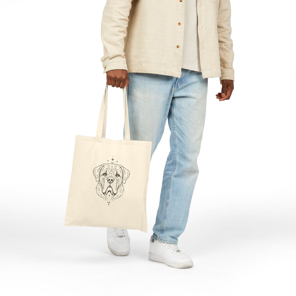 Mystical Mastiff Line Art Canvas Tote — Dog Portrait Cotton Shopper
