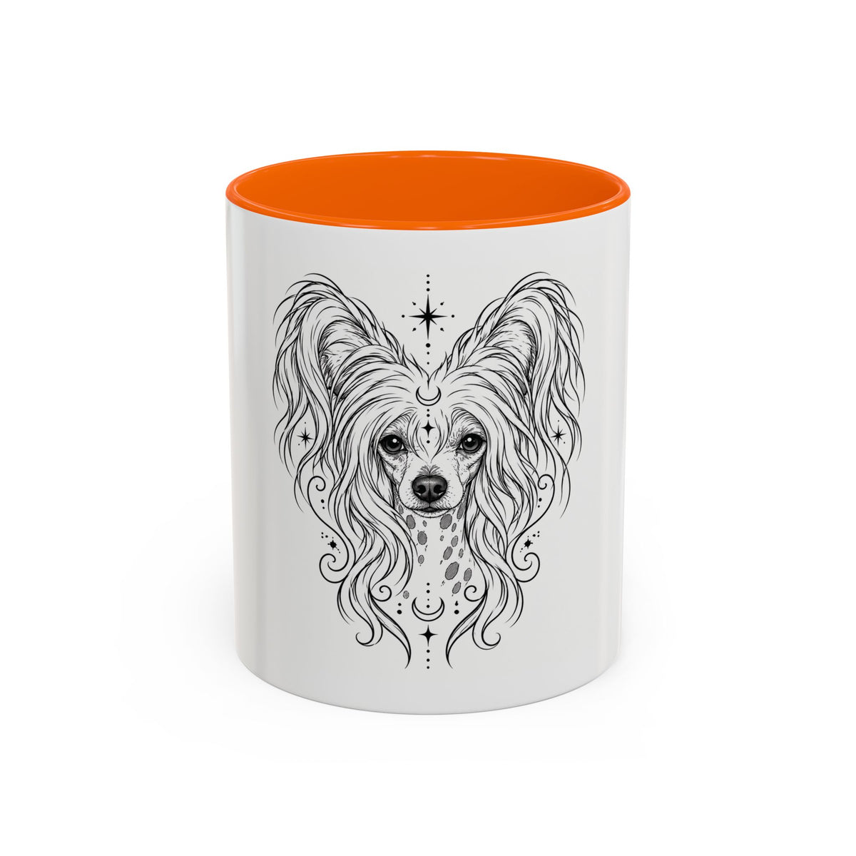 Mystical Chinese Crested Line Art Accent Coffee Mug – Mystical Dog Portrait 11/15oz