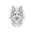Mystical White Swiss Shepherd Line Art Kiss-Cut Vinyl Sticker — Decorative Dog Portrait Decal