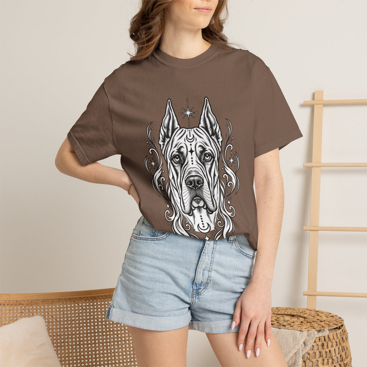 Mystical Great Dane CE Line Art T-Shirt — Minimal Dog Portrait Tee