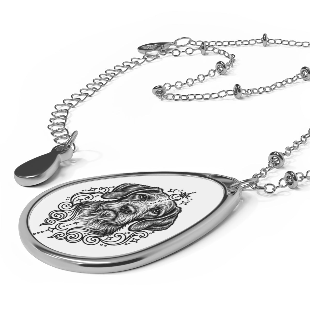 Mystical Wiredhaired Vizsla Oval Necklace — Engraved Pet Memorial Pendant