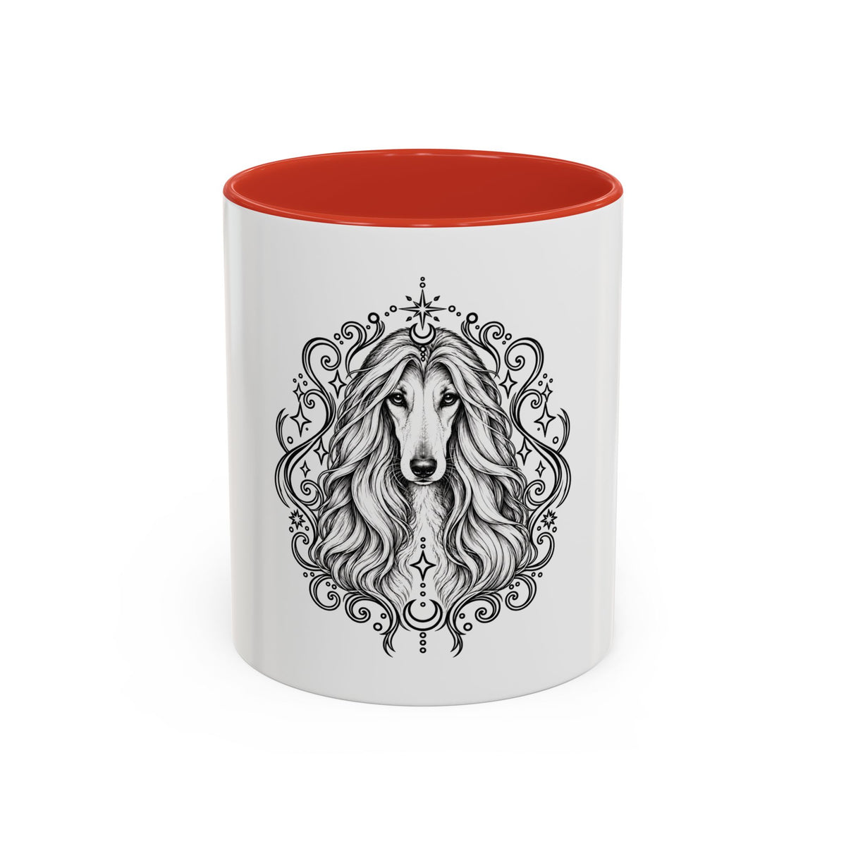 Mystical Afghan Hound Line Art Accent Coffee Mug – Mystical Dog Portrait 11/15oz